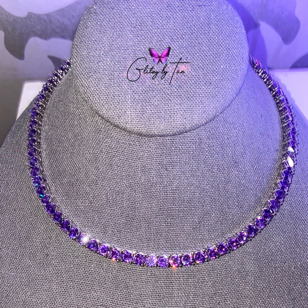 Purple CZ Tennis Necklace